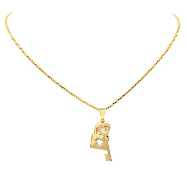 Gold Filled Key & Lock Pendant Necklace