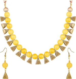 Gold Plated Fancy Plain Yellow Jewellery Set for Women & Girls