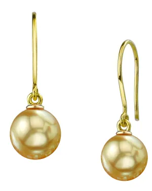 Golden South Sea Pearl Shepherd Hook Dangle Earrings