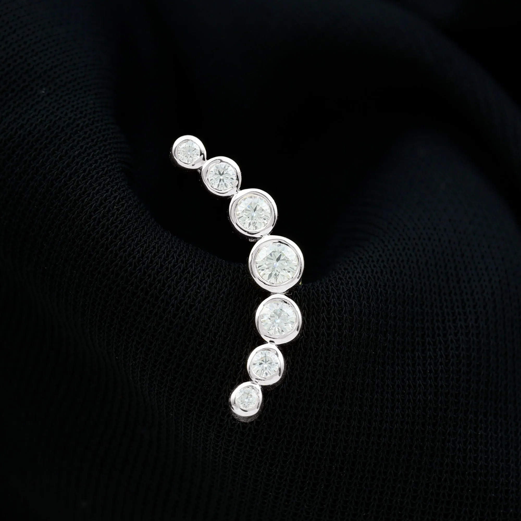 Graduated Diamond Crawler Helix Earring in Bezel Set