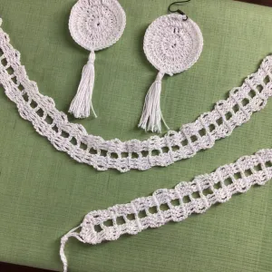 Handmade Crochet Necklace, Earrings, & Bracelet Set