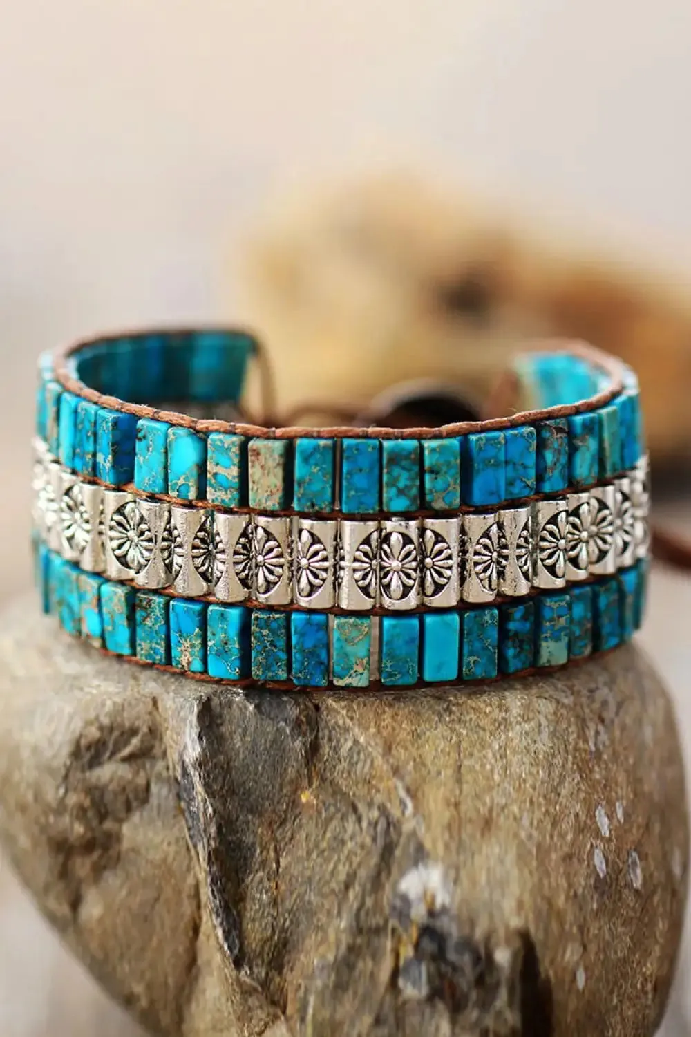 Handmade Triple Layer Natural Stone Bracelet - Boho Chic Jewelry