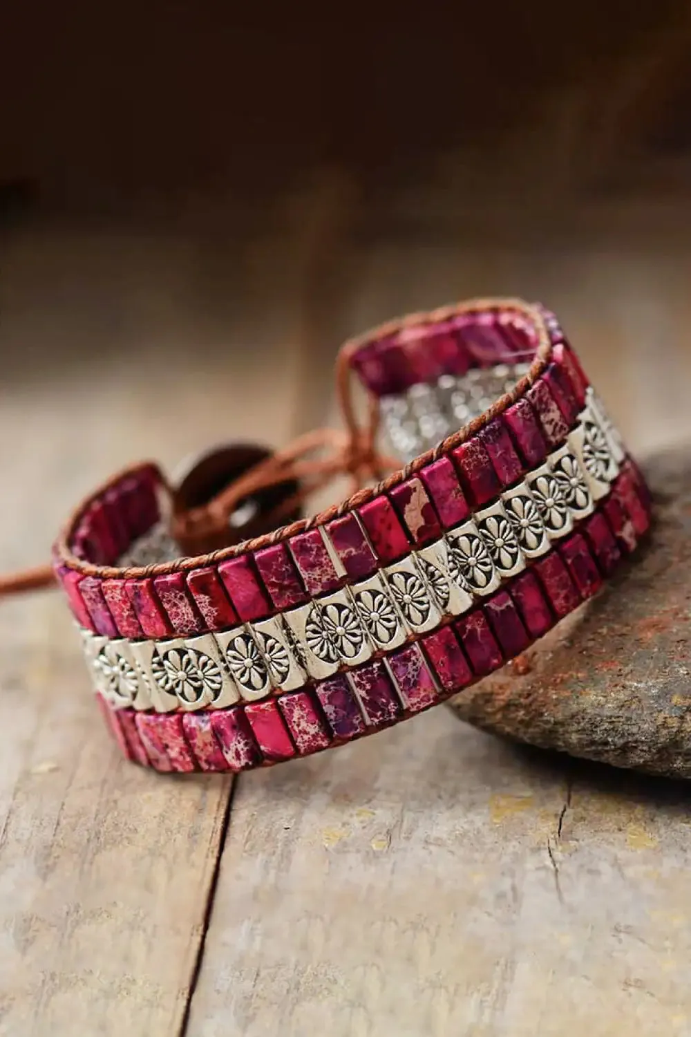 Handmade Triple Layer Natural Stone Bracelet - Boho Chic Jewelry