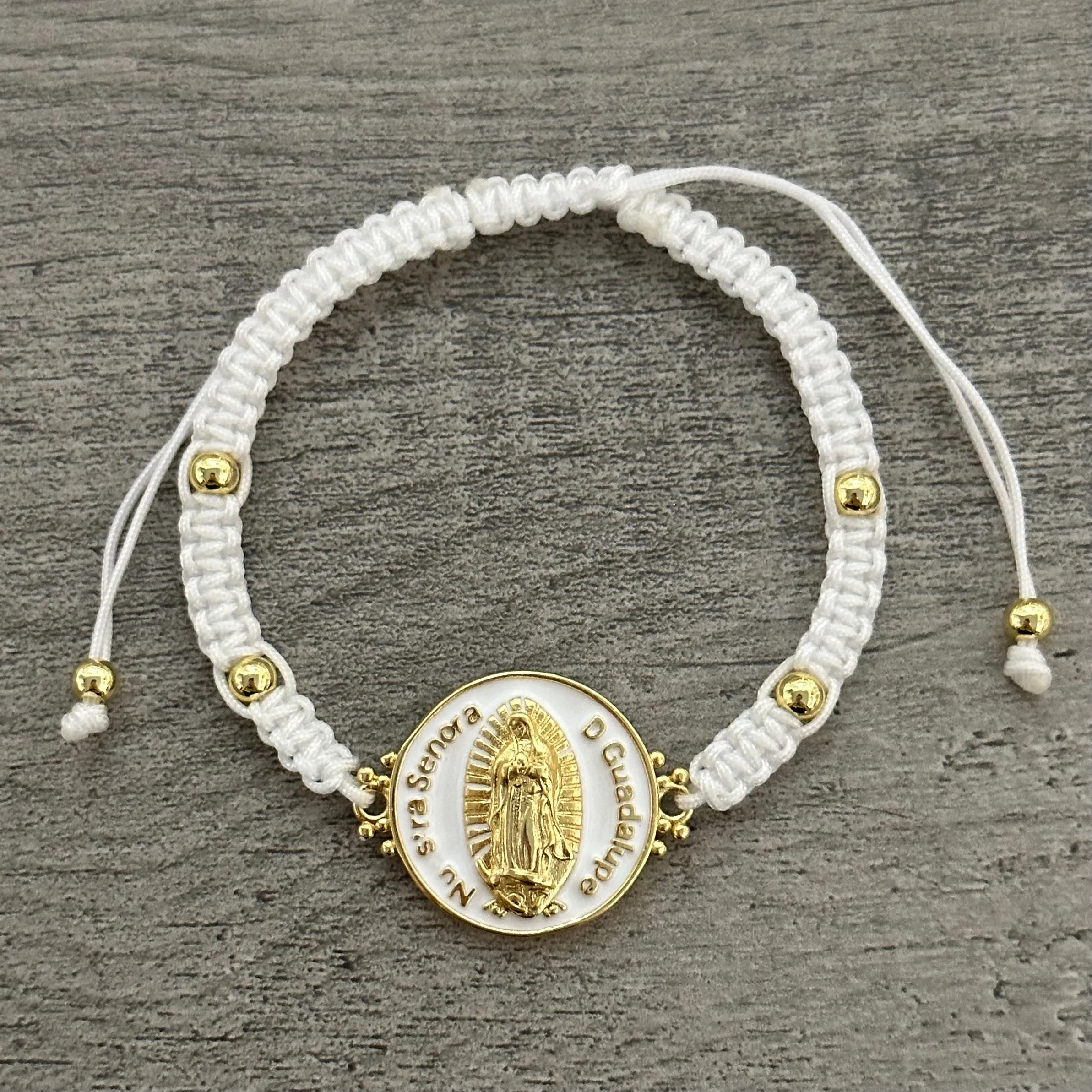 Handmade White Virgencita Bracelet 09