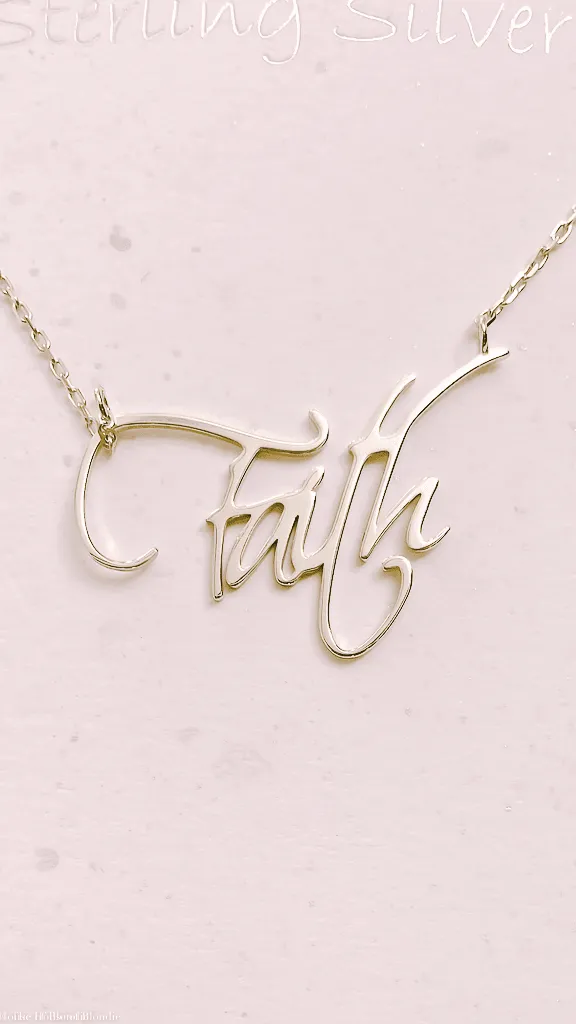 Handwritten Script "Faith" Charm Necklace