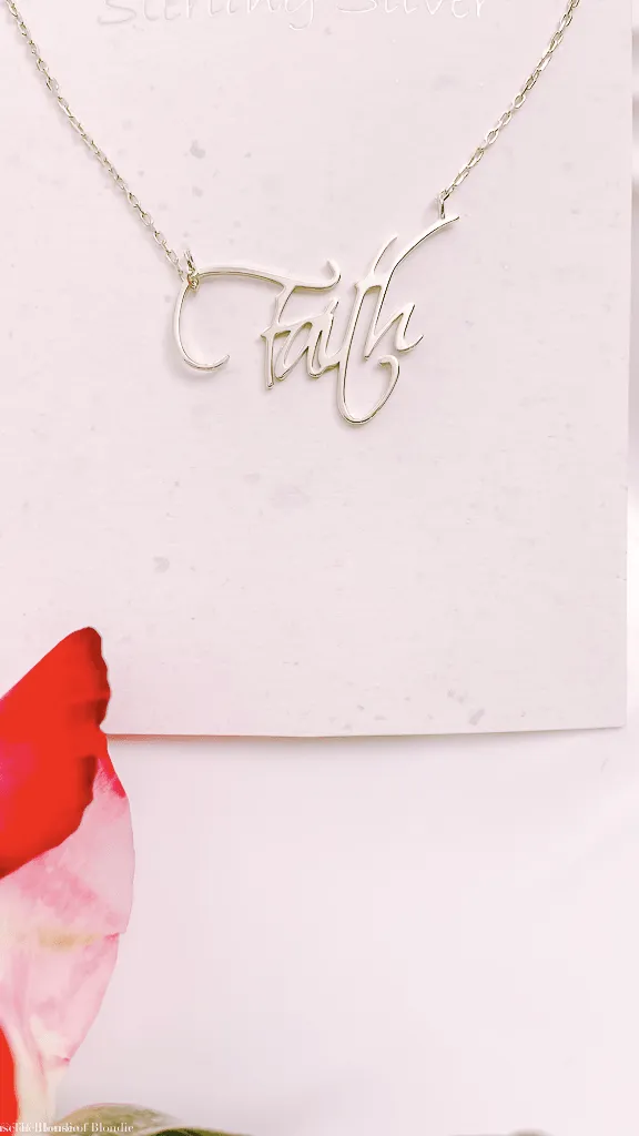 Handwritten Script "Faith" Charm Necklace