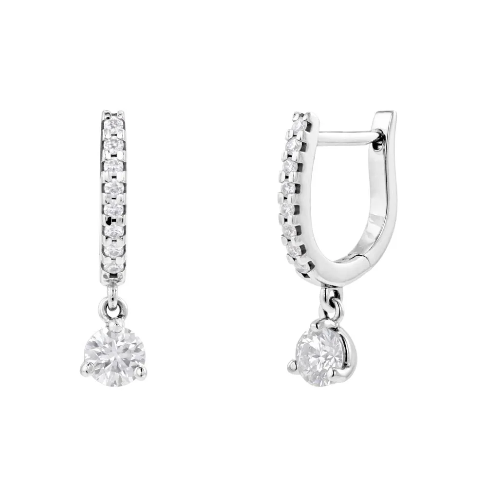 Hearts On Fire 18ct White Gold 0.60ct Diamond Hoop Drop Earrings