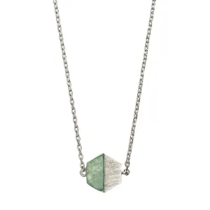 Hexagon with Stone Setting Necklace in Silver