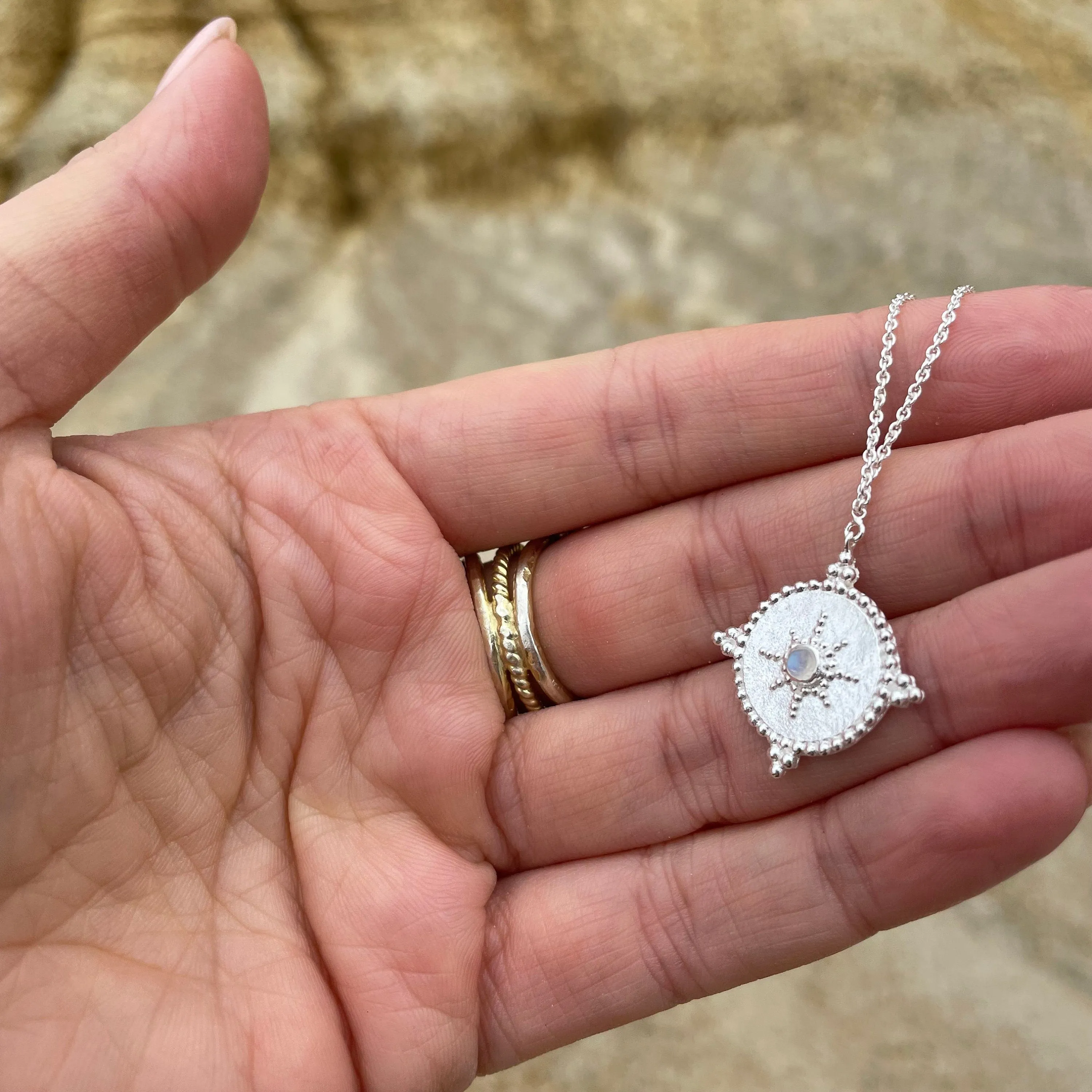 Isabelle Sterling Silver Rainbow Moonstone Necklace