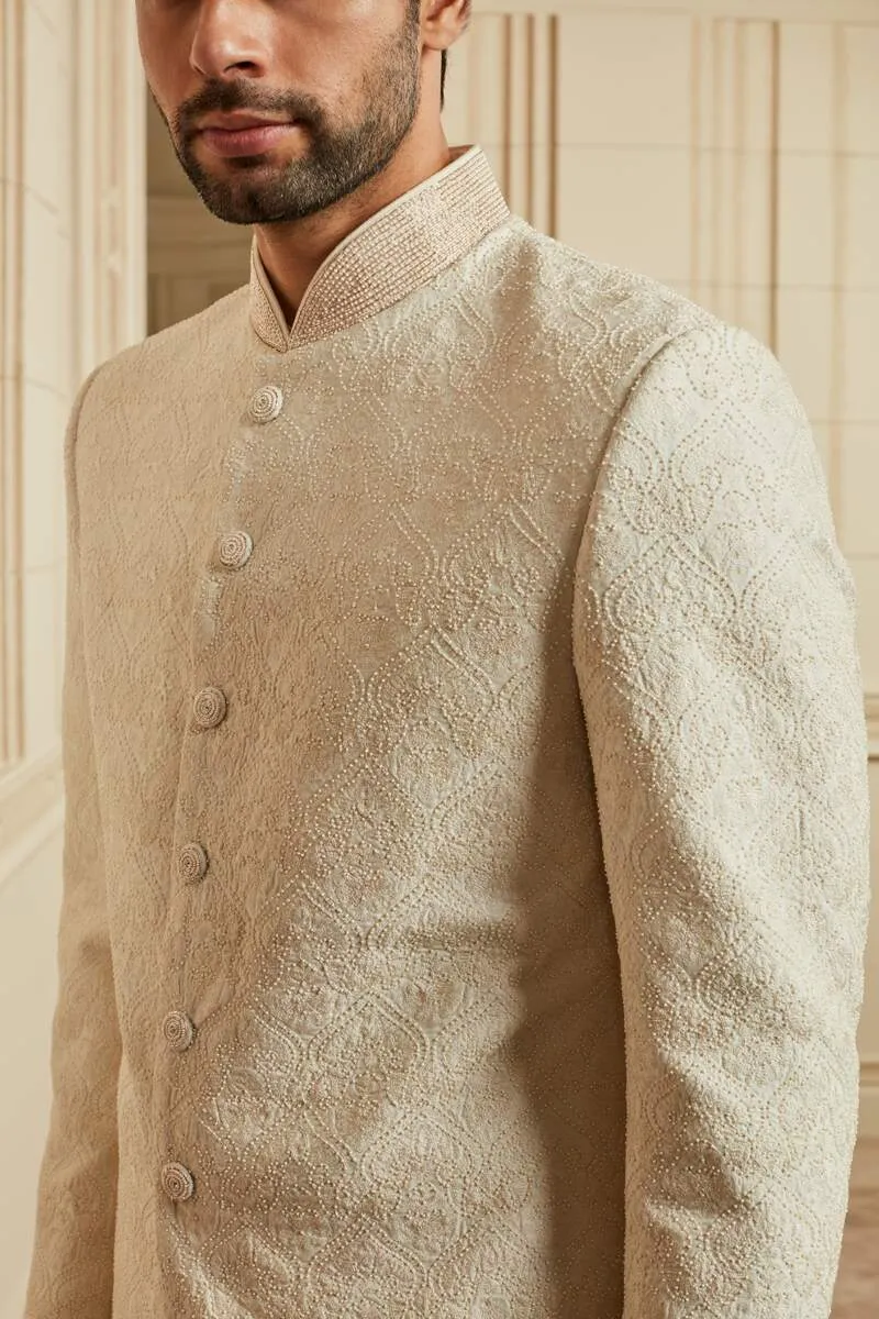 Ivory Resham Embroidered Sherwani