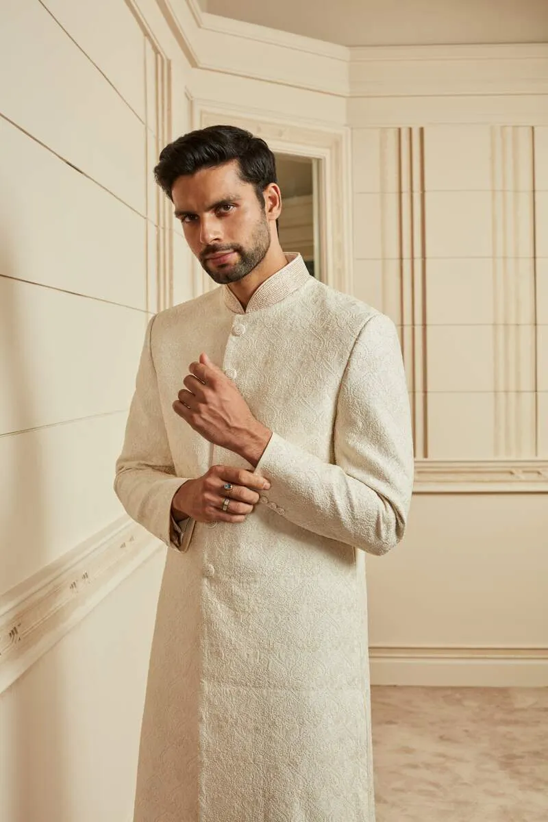 Ivory Resham Embroidered Sherwani