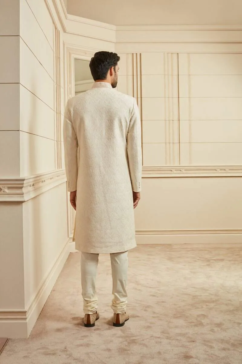 Ivory Resham Embroidered Sherwani