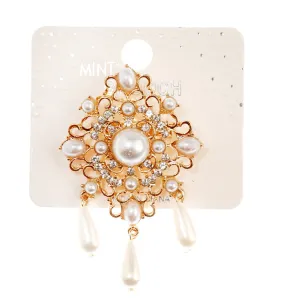 JAH42894-Vintage Pearl Drop Brooch