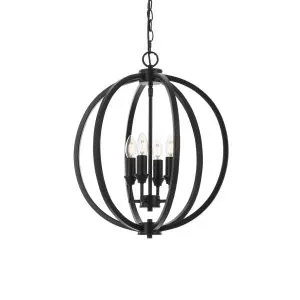 Kendall 4 Light Sphere Pendant Black