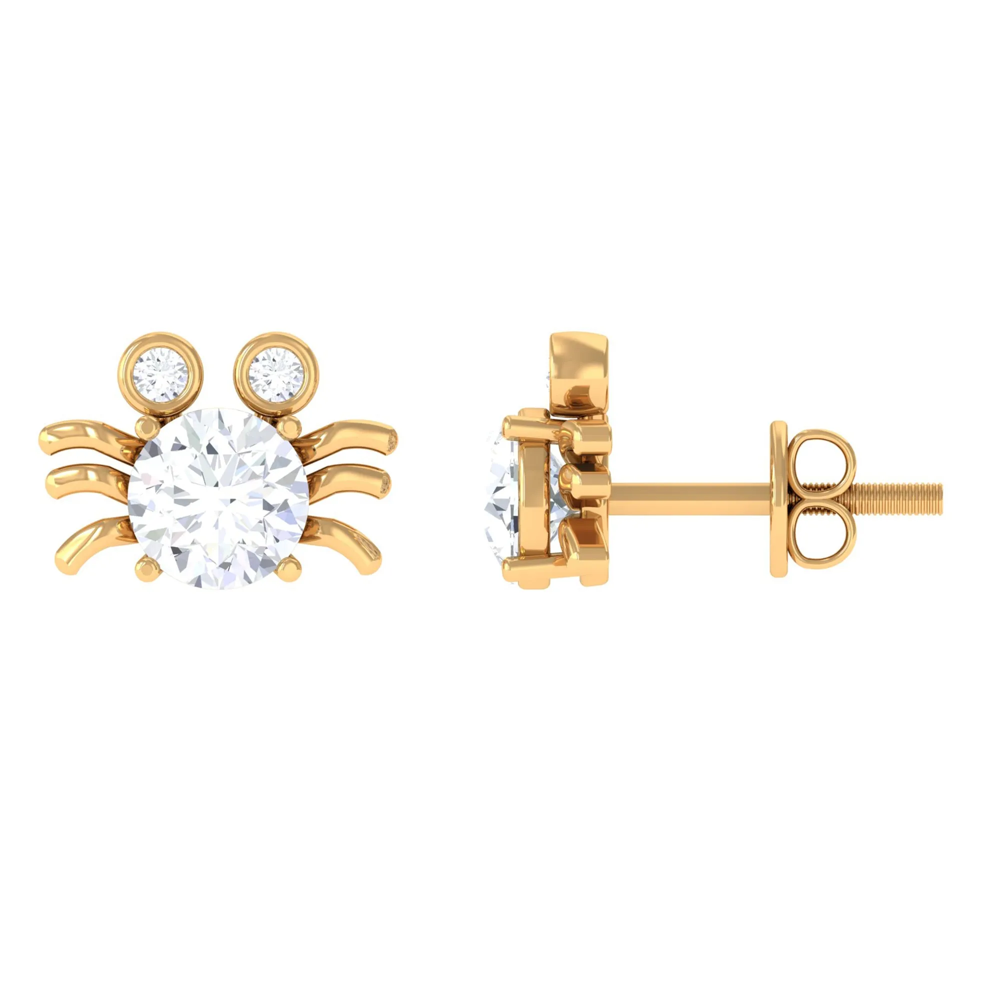 Lab Grown Diamond Spider Stud Earrings with Screw Back