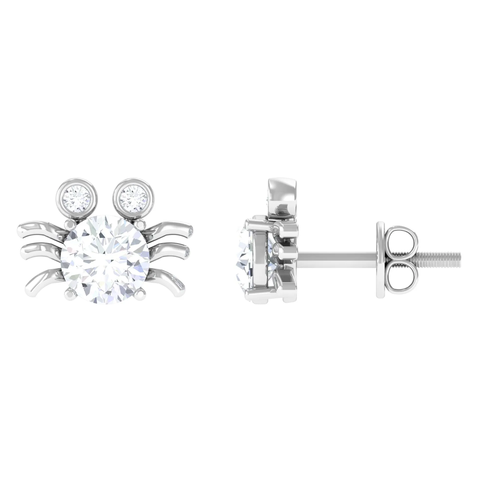 Lab Grown Diamond Spider Stud Earrings with Screw Back