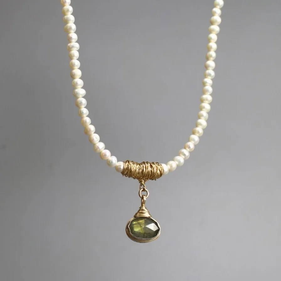 Labradorite Pearl Eye Necklace