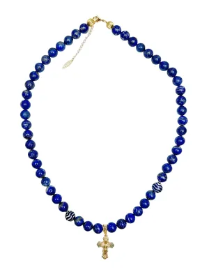 Lapis Cross Men's Necklace MEN01