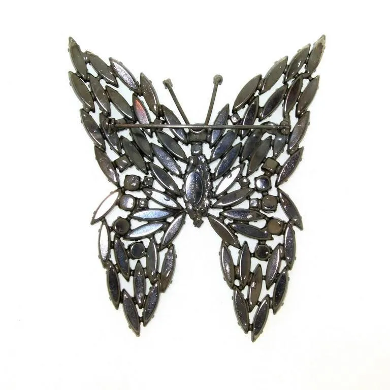 Large Blue Butterfly brooch by Cristobal London in Crystal