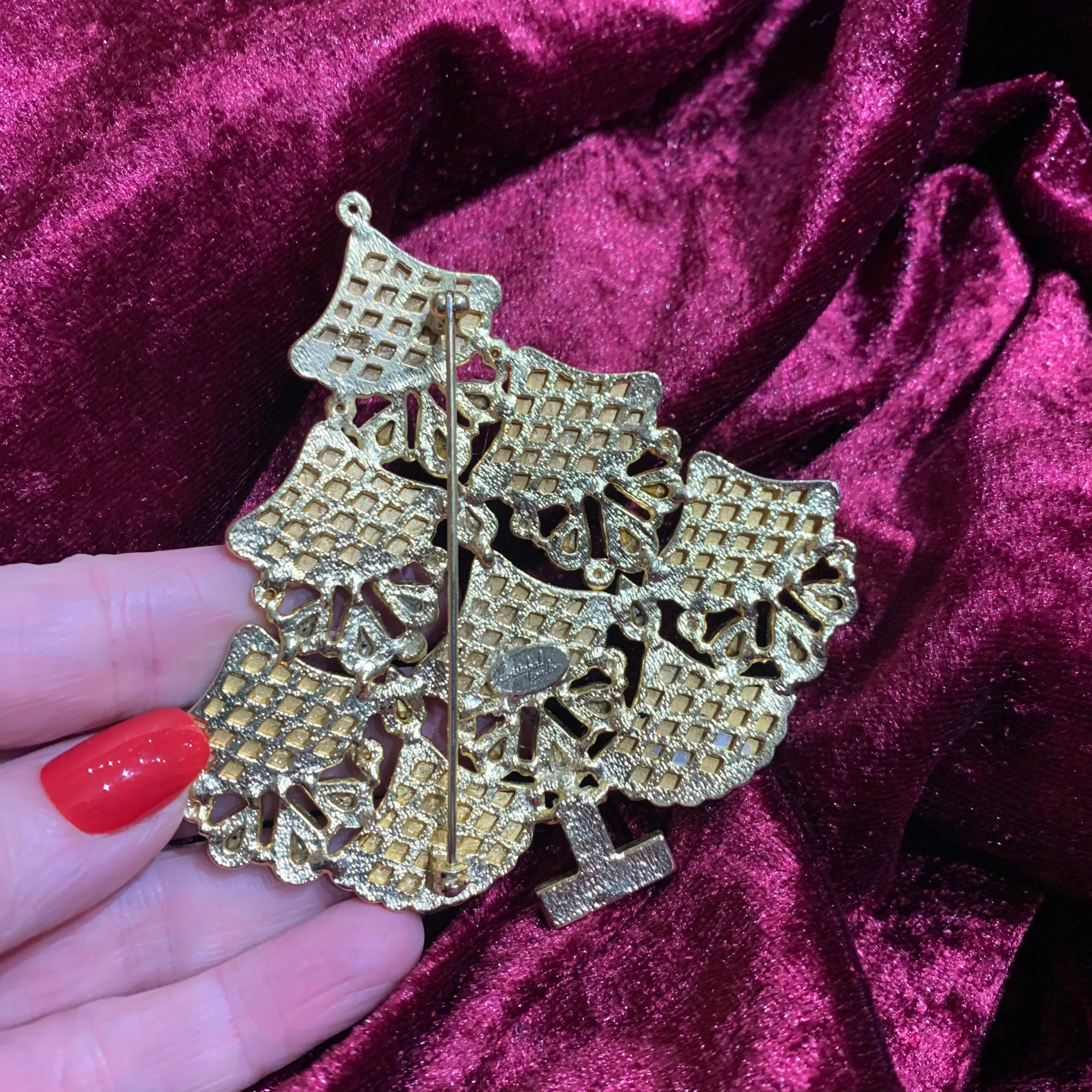 Large Cristobal London Christmas Tree multi coloured Brooch