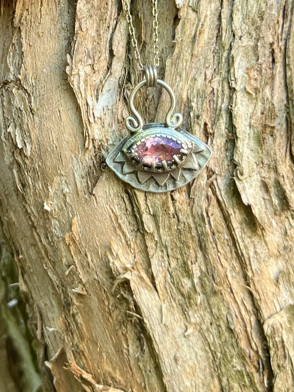 Light Pink Marquise Tourmaline Sun Necklace