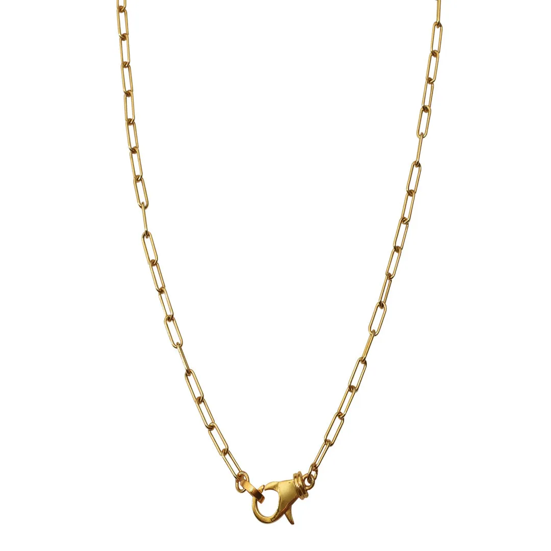 Lock Paper Clip Chain Link Necklace silver gold