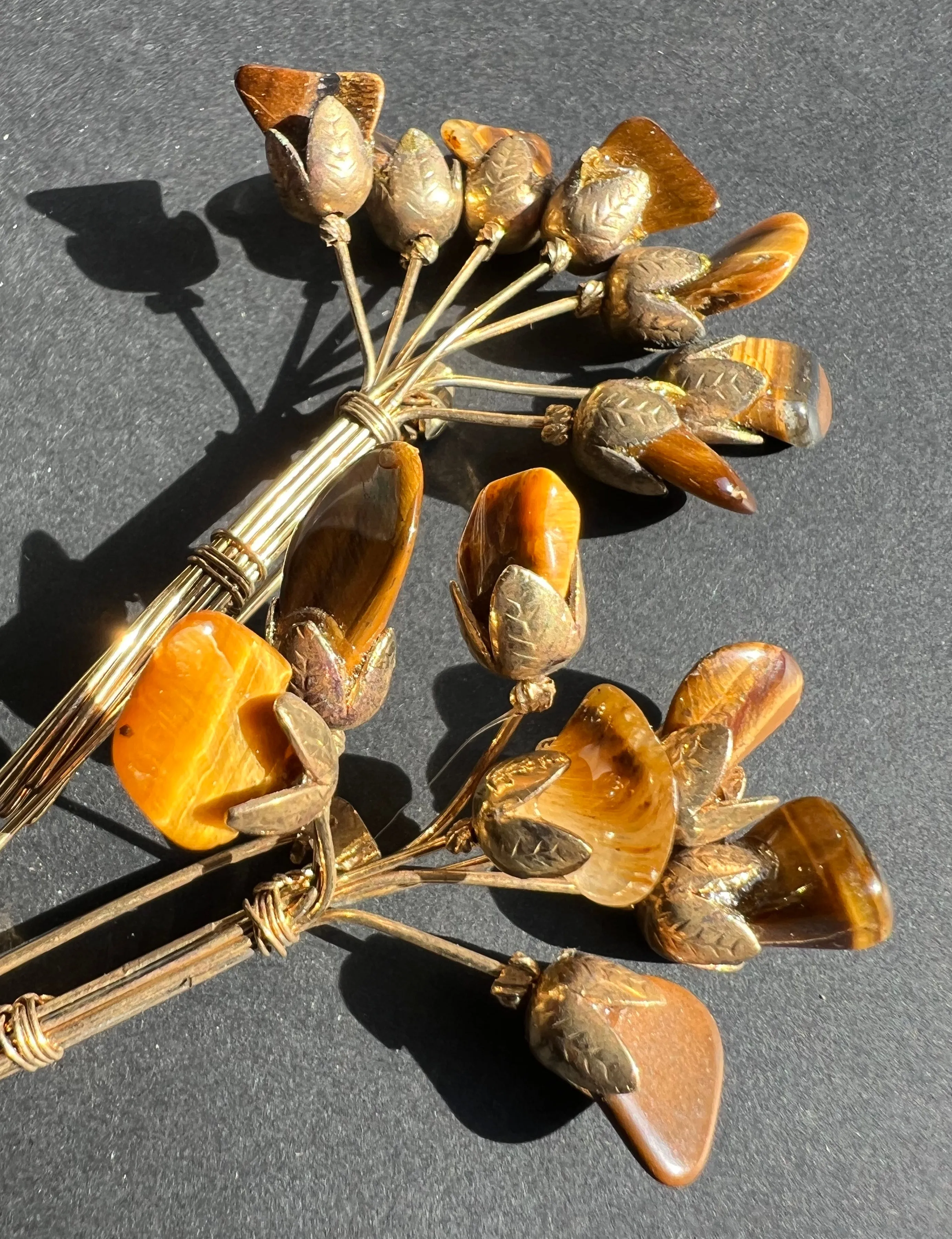 Lovely Vintage Bunch of Tigers Eye Brooch