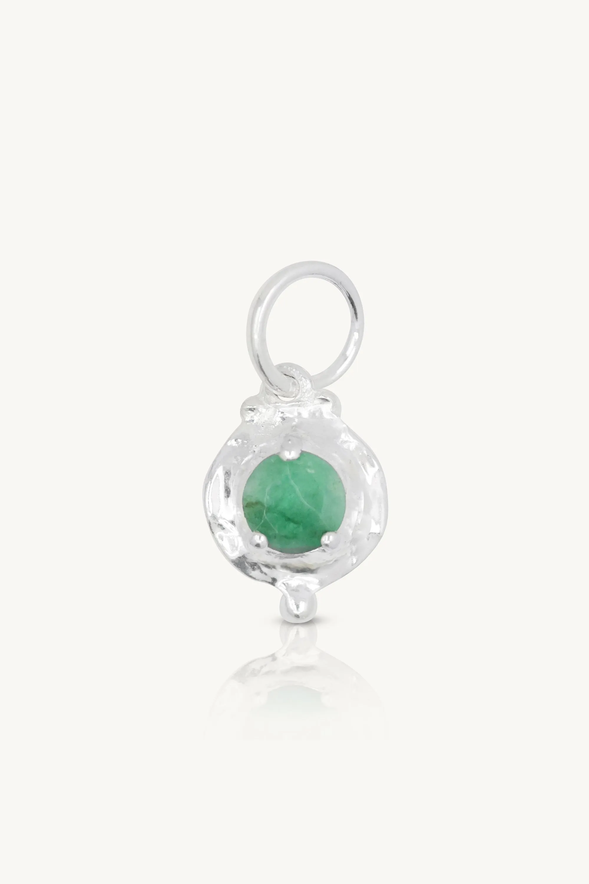 May Emerald Silver Birthstone Necklace Charm