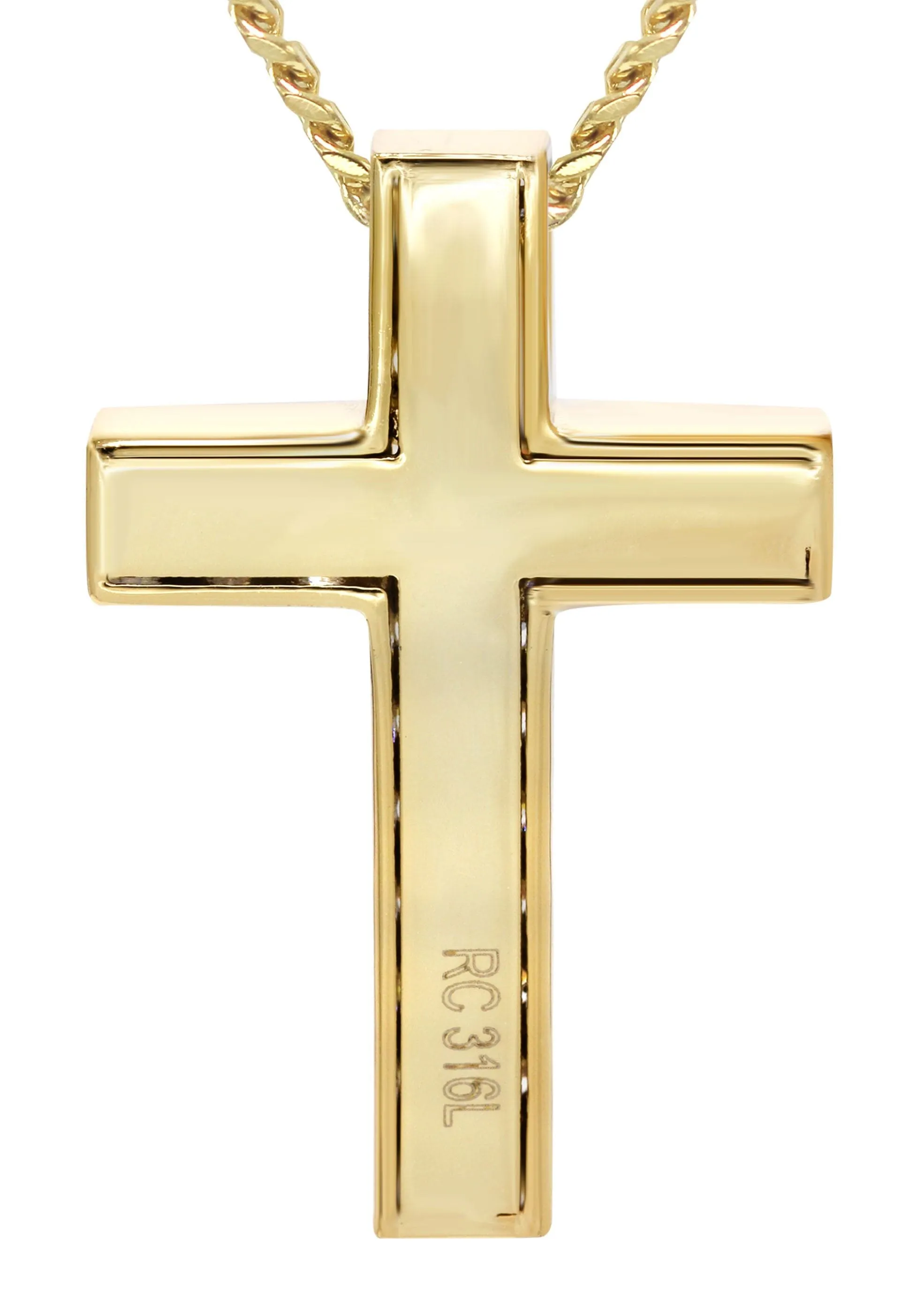 Mens Gold Plated Cuban Link Chain & Cross Pendant | Appx. 20 Grams