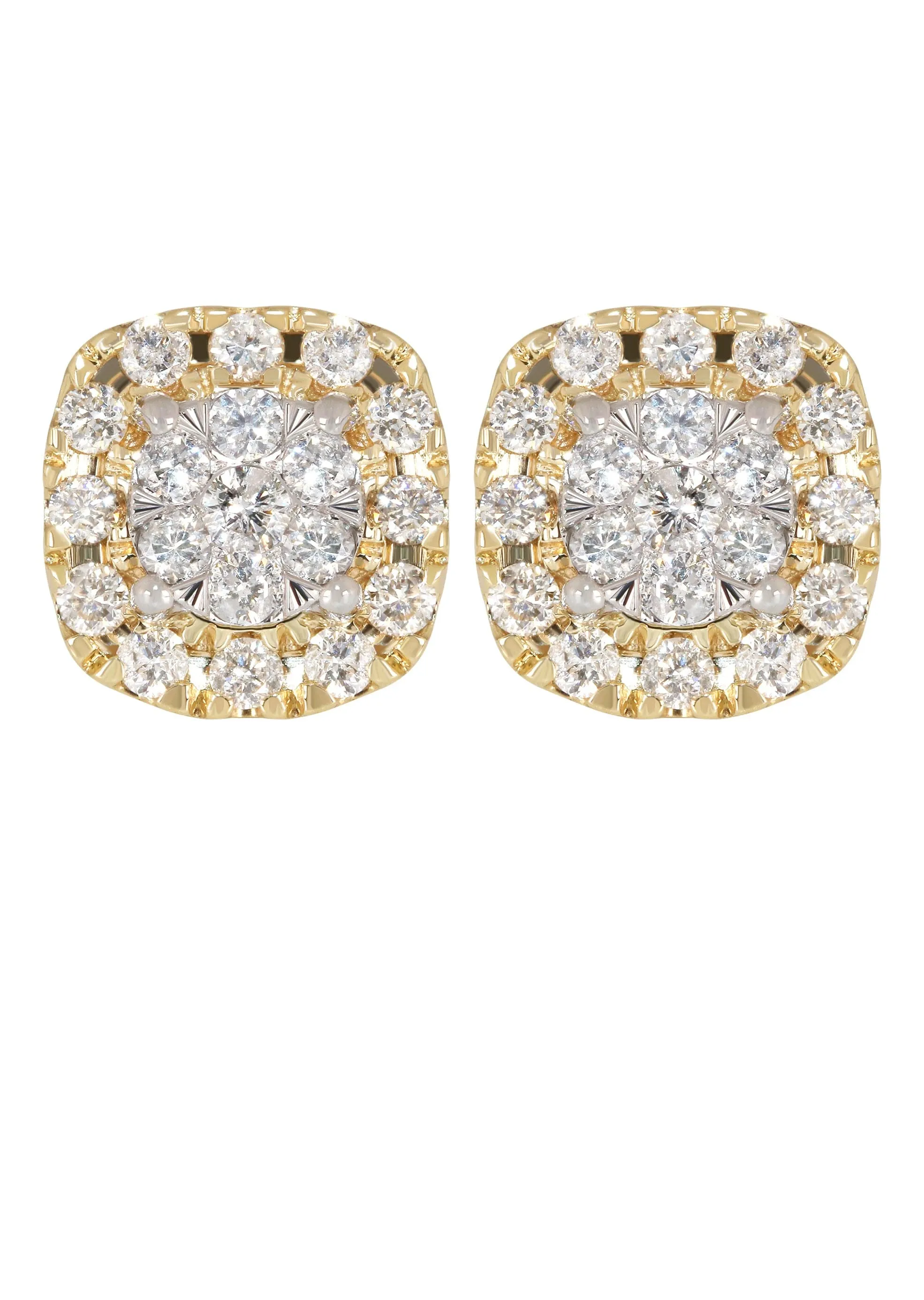 Mens Stud Diamond Earrings | 1.03 Carats 14K Yellow Gold