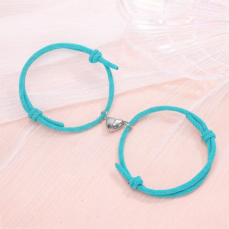 Minimalist Alloy Magnets Couple Rope Bracelets