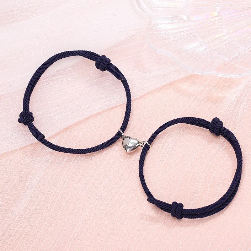 Minimalist Alloy Magnets Couple Rope Bracelets