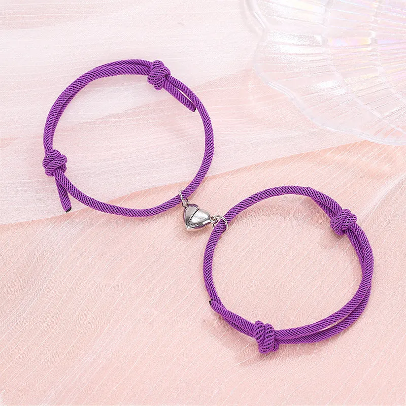 Minimalist Alloy Magnets Couple Rope Bracelets