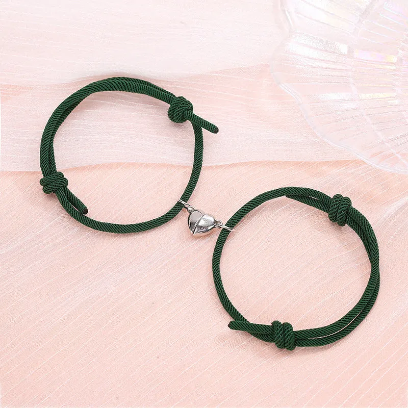 Minimalist Alloy Magnets Couple Rope Bracelets