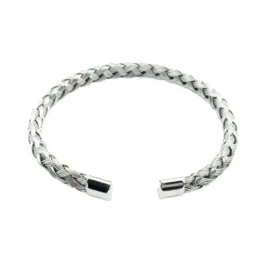 Minimalist Braided Stainless Steel Cuff Bracelet