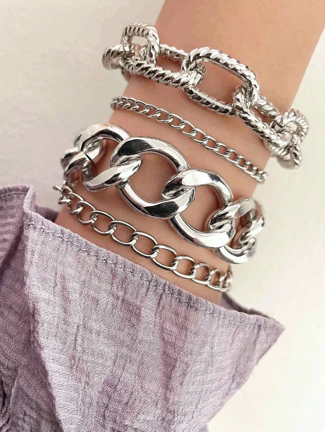 Minimalist Chain Link Bracelet 4pcs