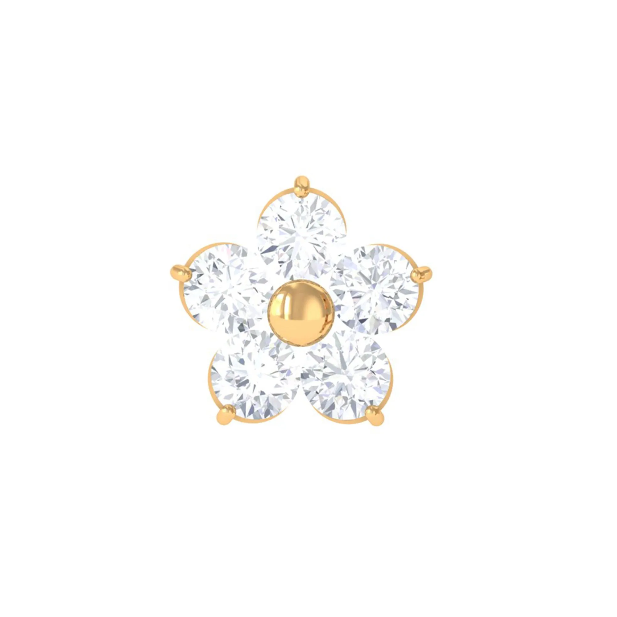 Minimalist Diamond Flower Tragus Earring with Flat Back