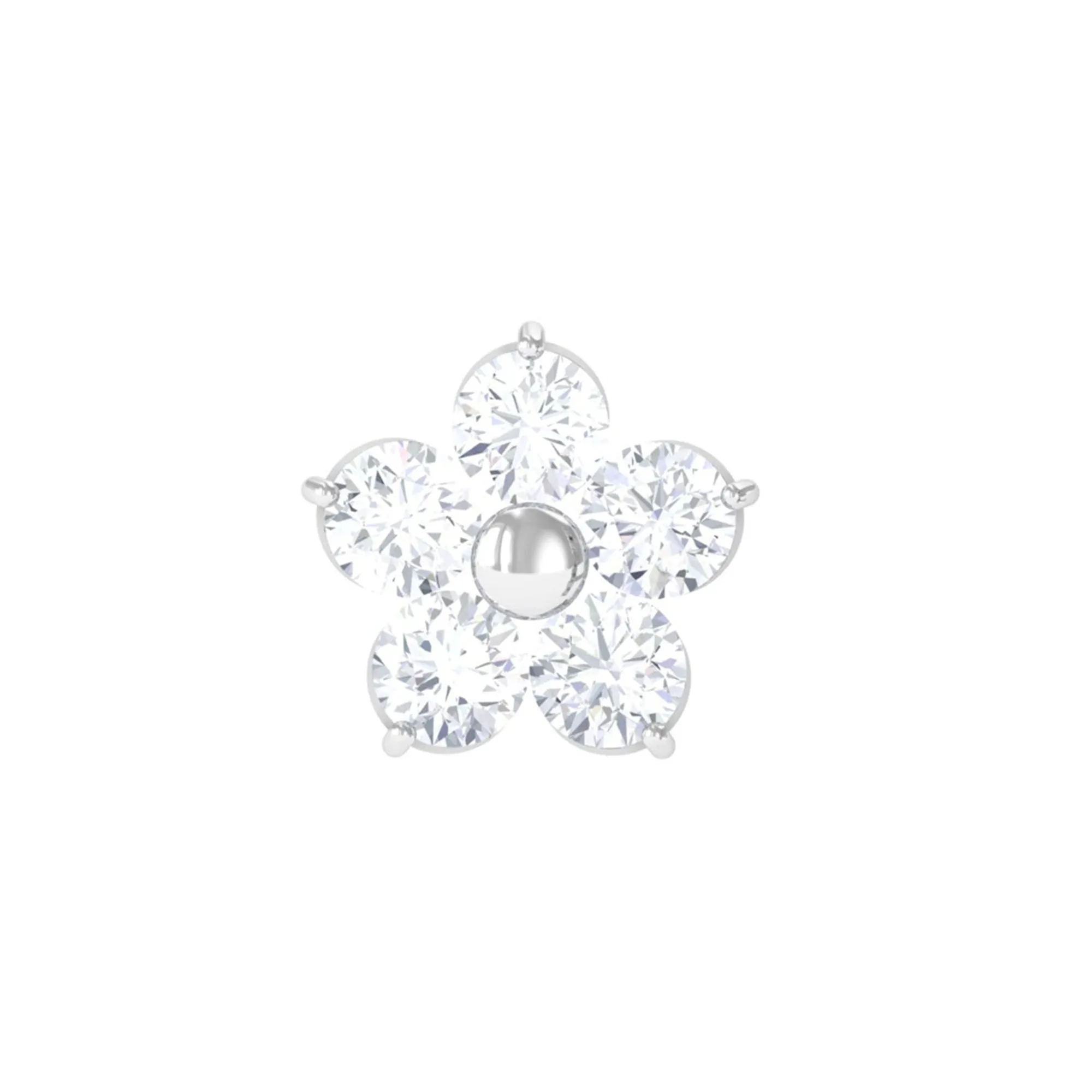 Minimalist Diamond Flower Tragus Earring with Flat Back