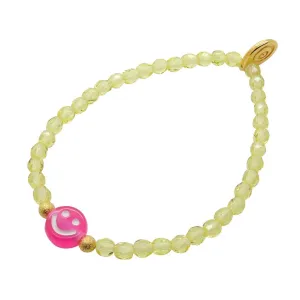 Multicolour Smiley Charm Faceted Glass Bead Bracelet