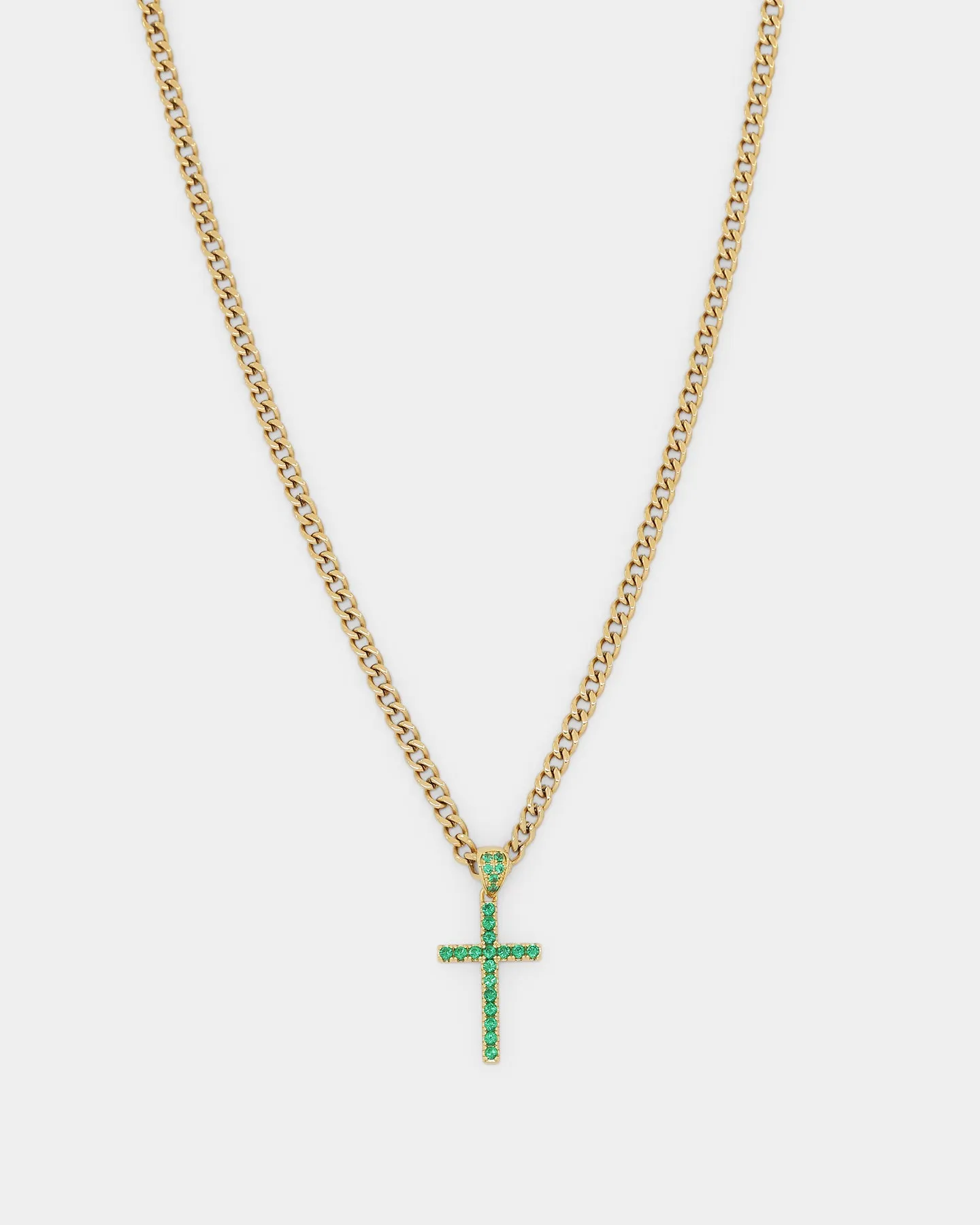 NXS Classic Mini Cross Pendant Gold/Green