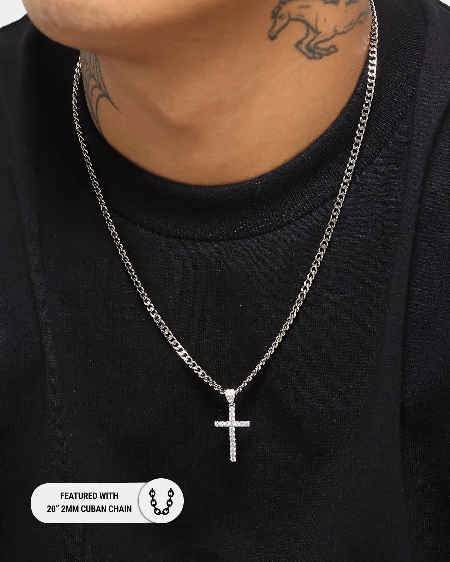 NXS Classic Mini Cross Pendant White Gold