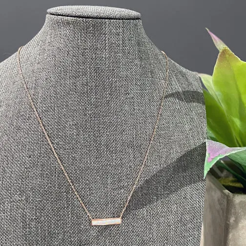 Opalstone Dainty Bar Necklace (GOLD OR ROSE GOLD)