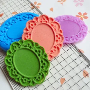 Ornate Victorian Frame Setting (40mm) Silicone Flexible Push Mold - Jewelry, Charms (Clay, Fimo, Epoxy, Soap, Gum Paste, Fondant, Wax) MD648