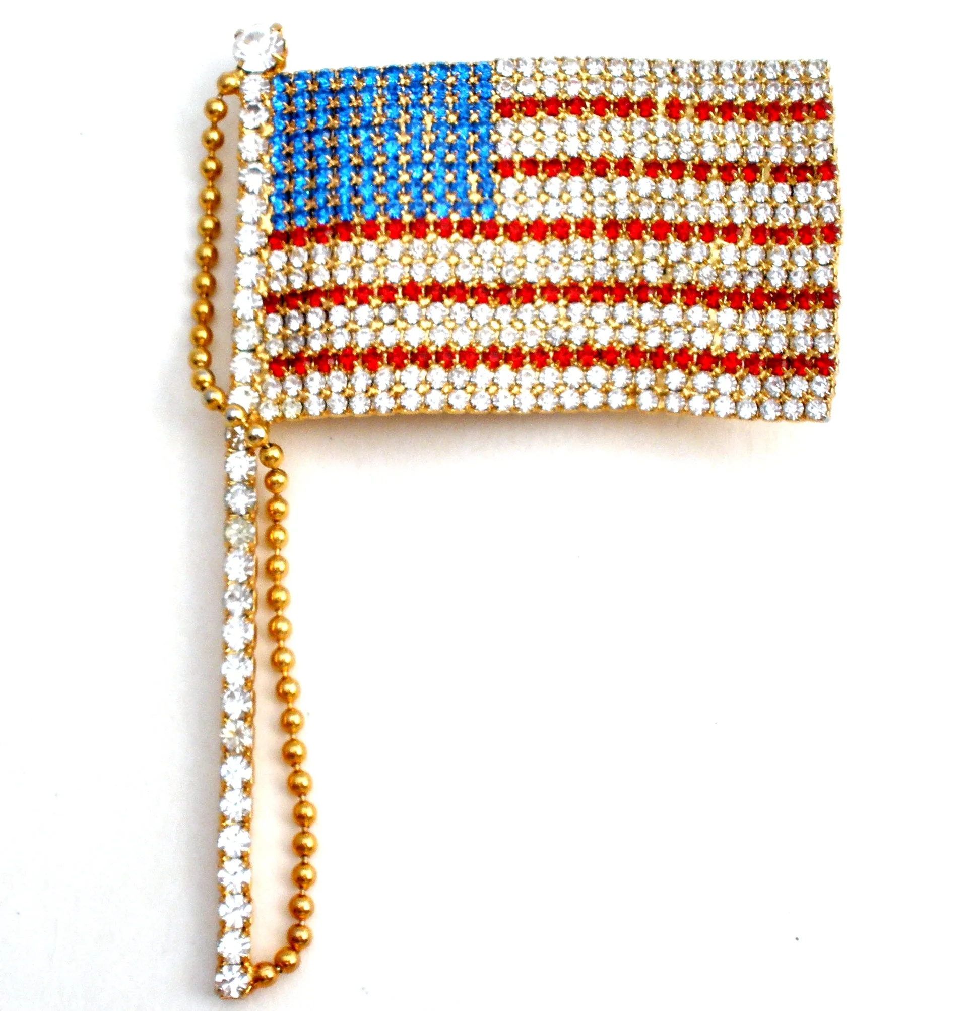 Patriotic Flag Rhinstone Brooch Pin