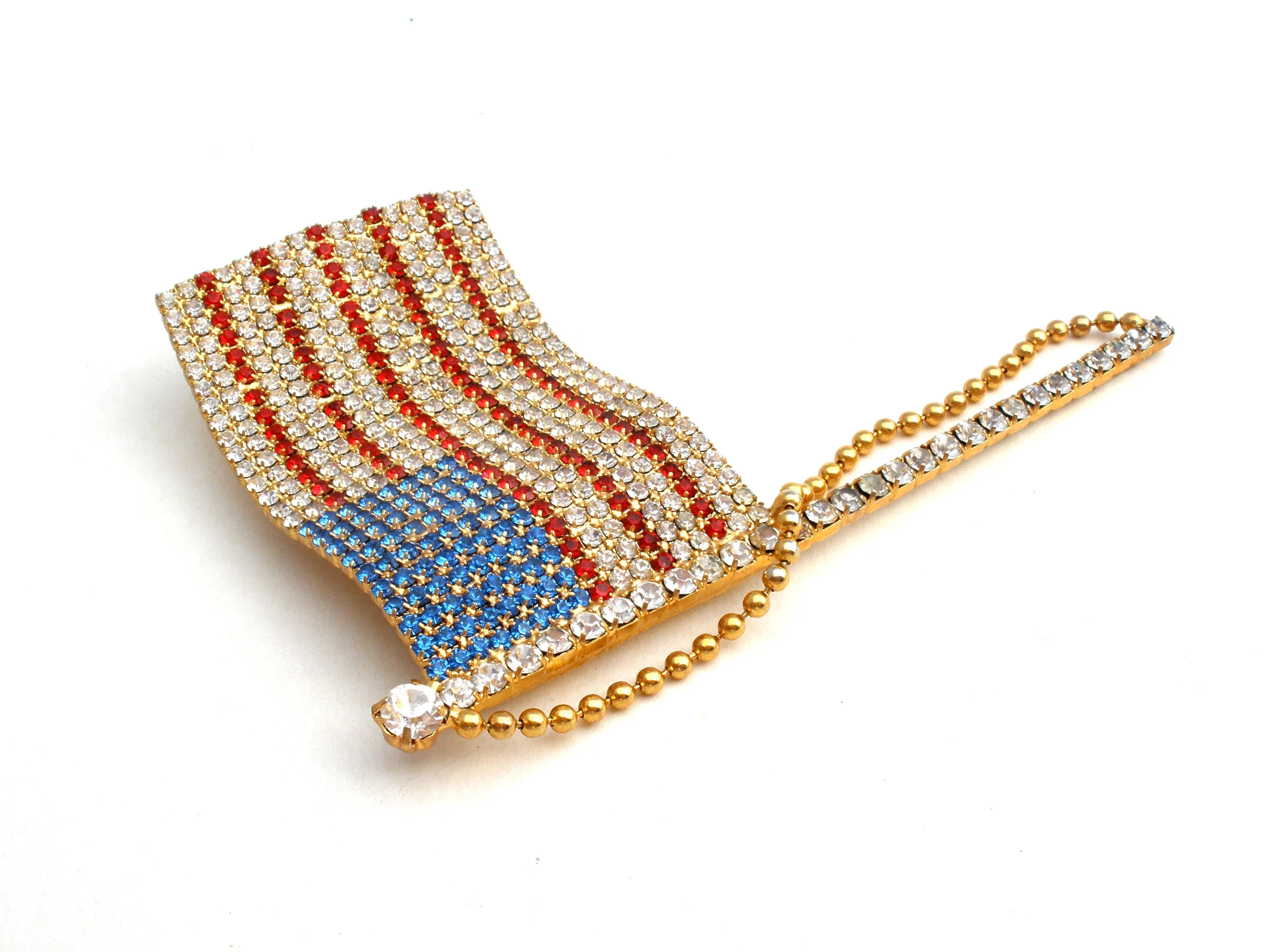 Patriotic Flag Rhinstone Brooch Pin