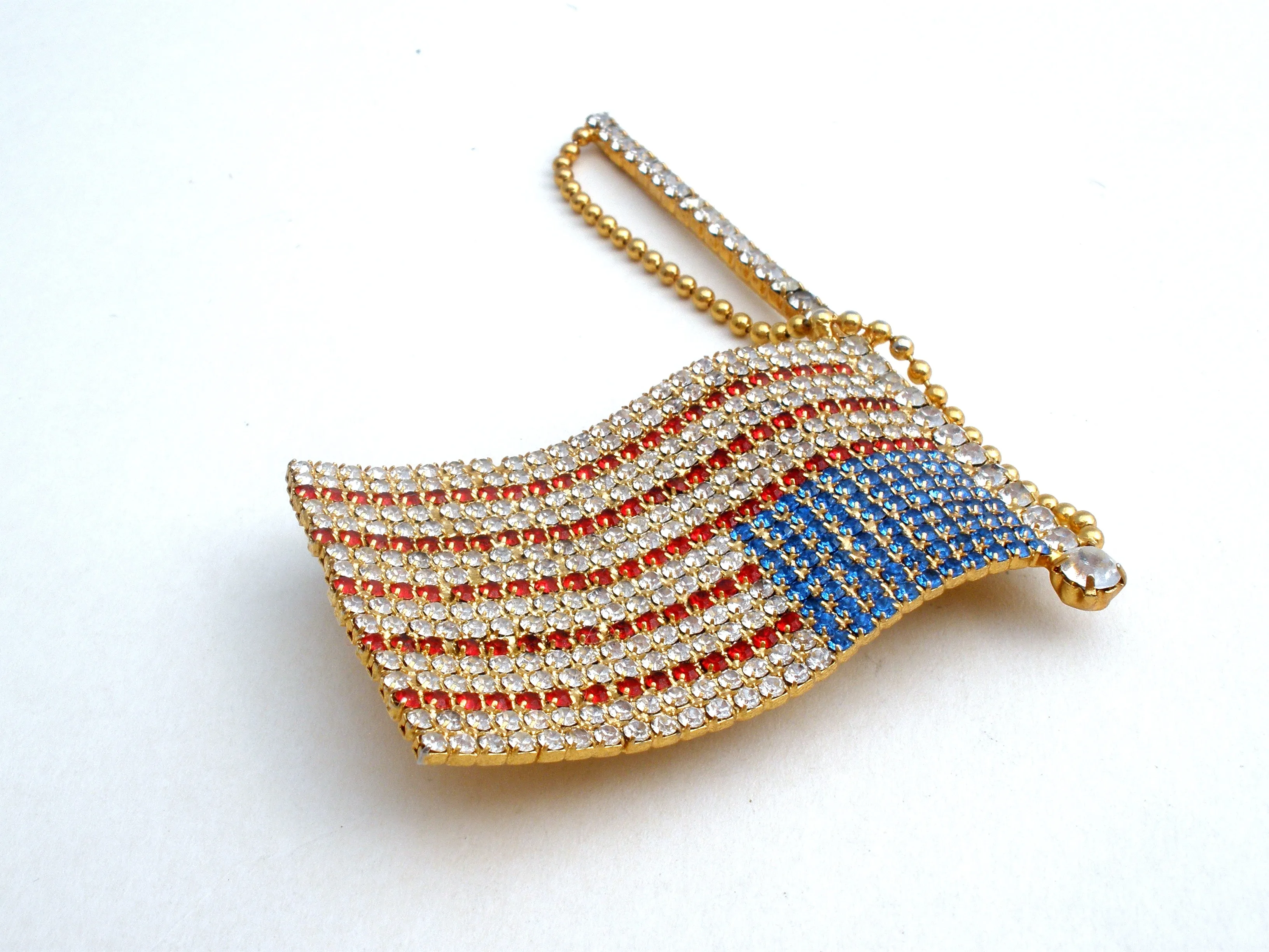 Patriotic Flag Rhinstone Brooch Pin