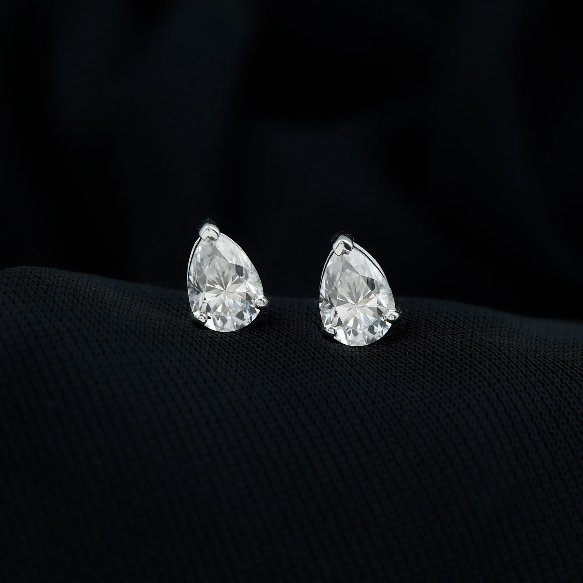 Pear Shape Lab Grown Diamond Solitaire Stud Earrings