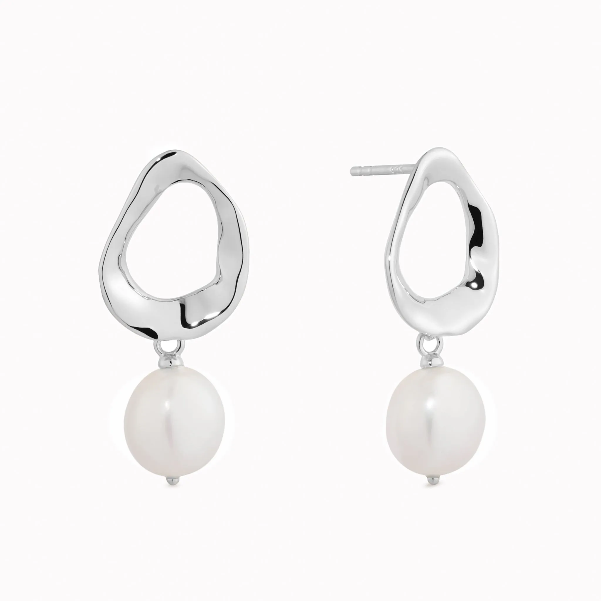 Pearl Drop Earrings Silver - Mathilde