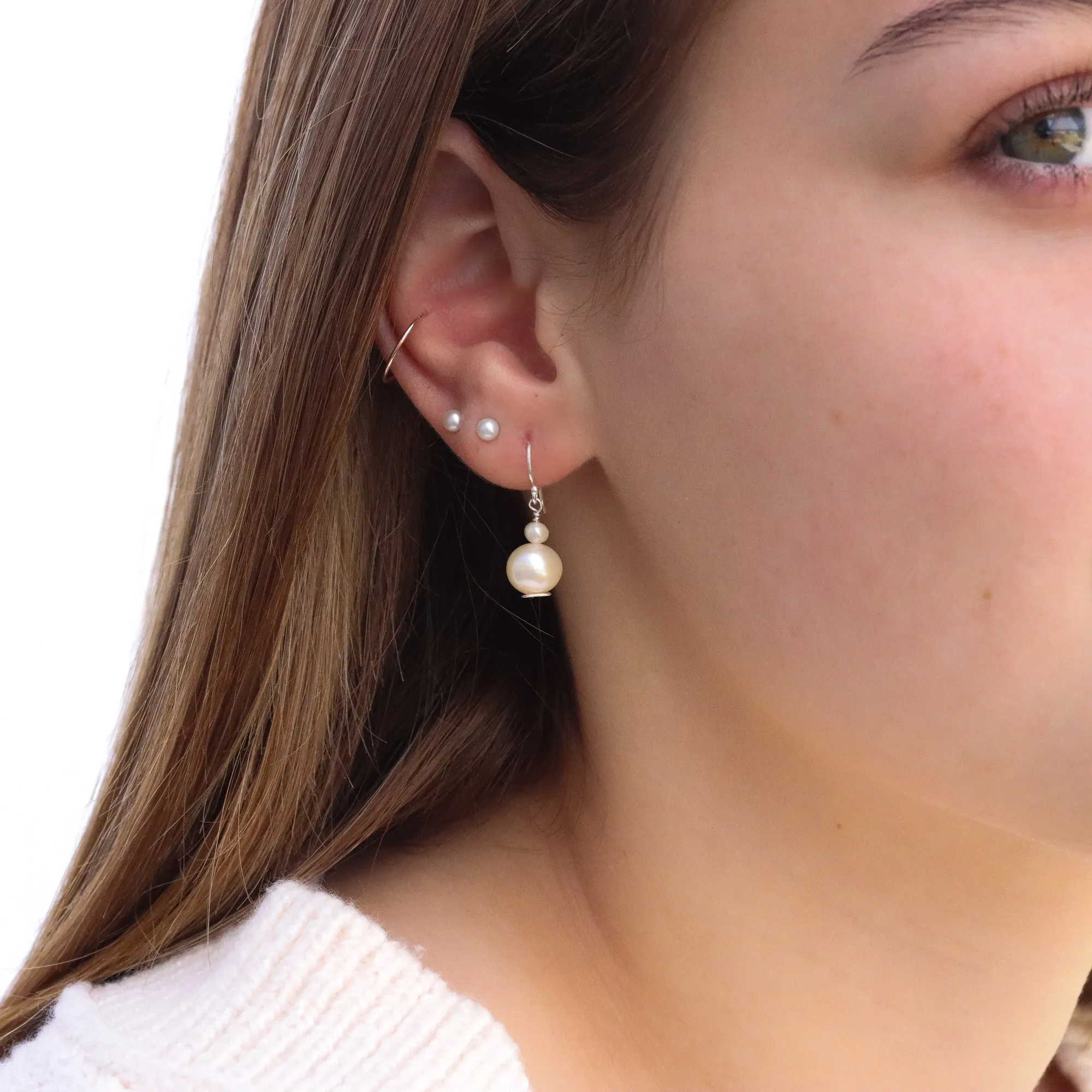 Pearl Drop Earrings with Hidden Hearts