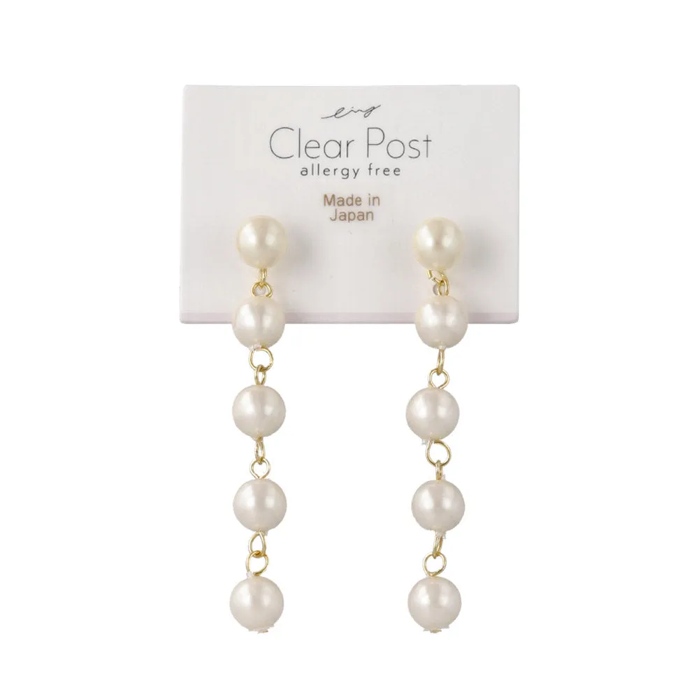 Pearl Station Plastic Post Earrings